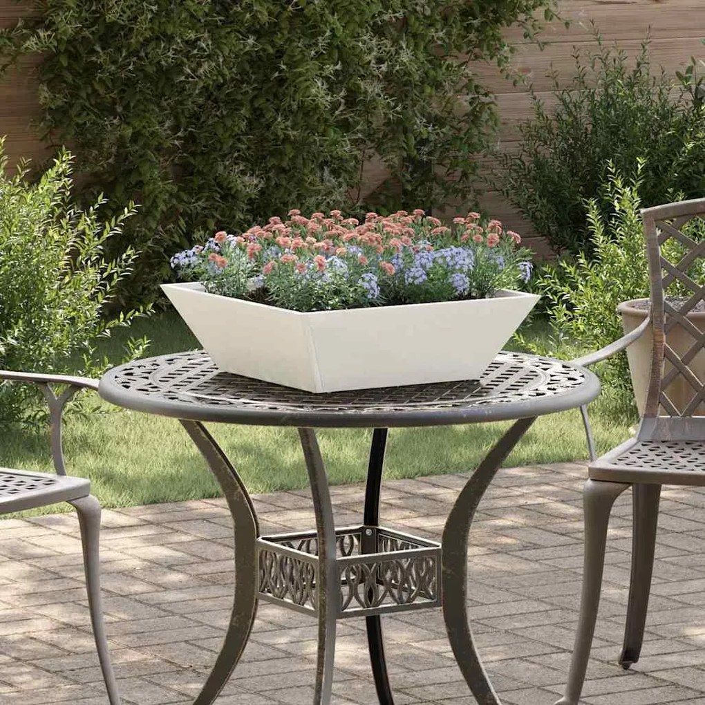 vidaXL Cachepô Jardim Branco 50x50x15 cm Aço