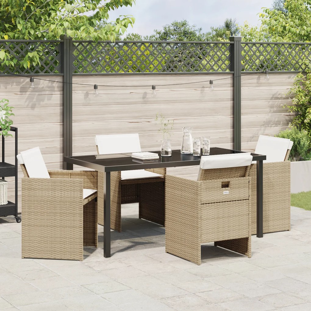Conjunto de Jantar para Jardim de 5 Peças com Almofadas em Rattan PE B