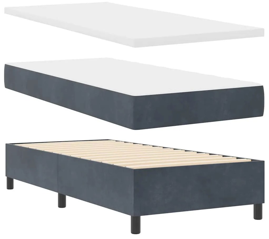 Camas Box Spring vidaXL com Colchão e LED Cinza Escuro 100x200 cm Velu