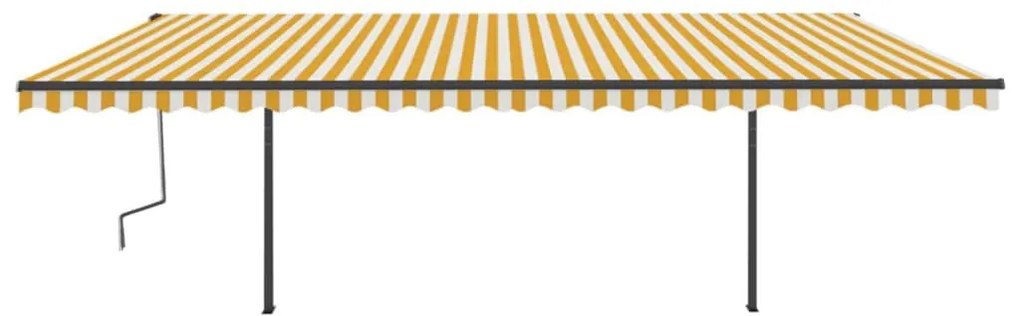 Toldo retrátil manual com postes 6x3 m amarelo e branco