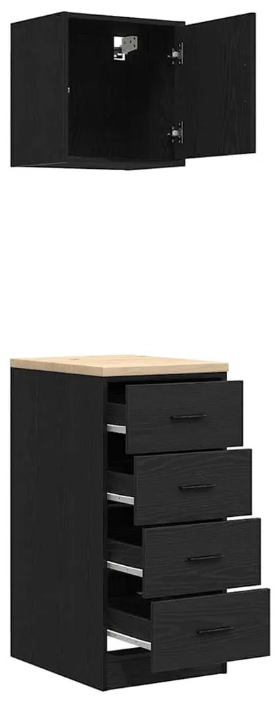 Armários de garagem 2 pcs derivados de madeira preto