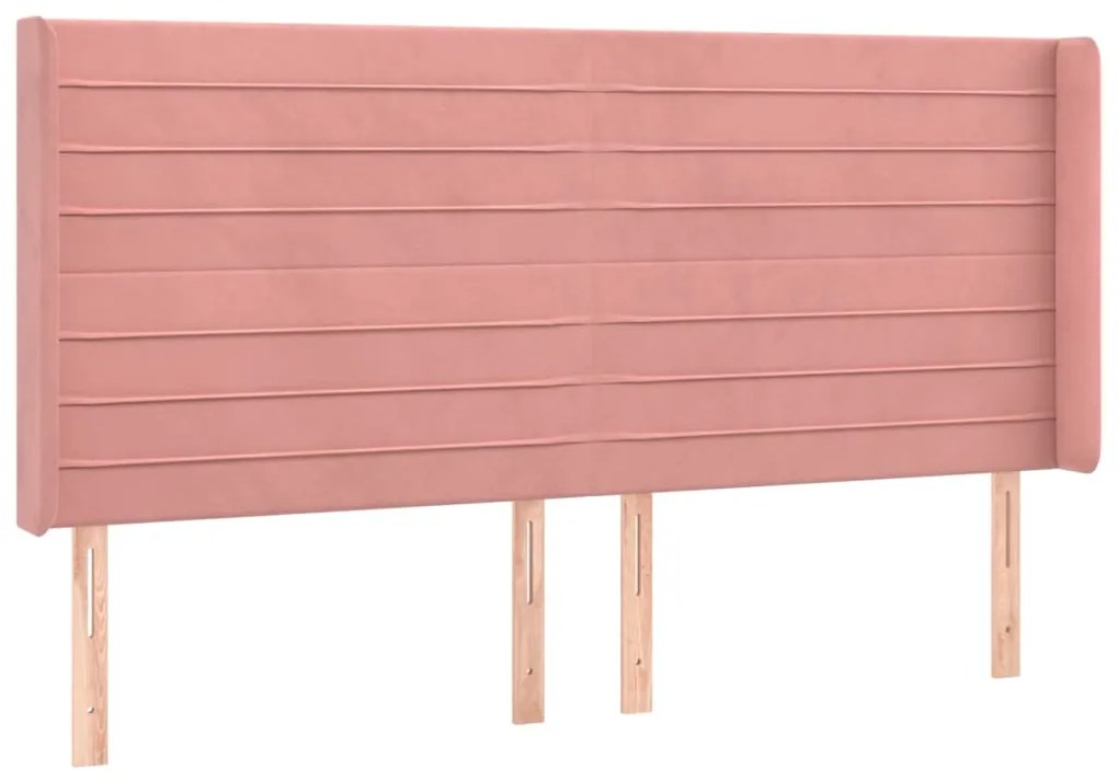 Cabeceira de cama c/ luzes LED veludo 163x16x118/128 cm rosa