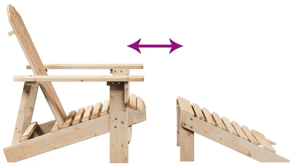 Cadeira adirondack com otomana madeira de abeto maciça