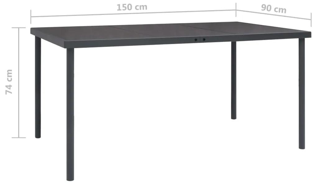 Mesa de jantar para jardim 150x90x74 cm aço antracite