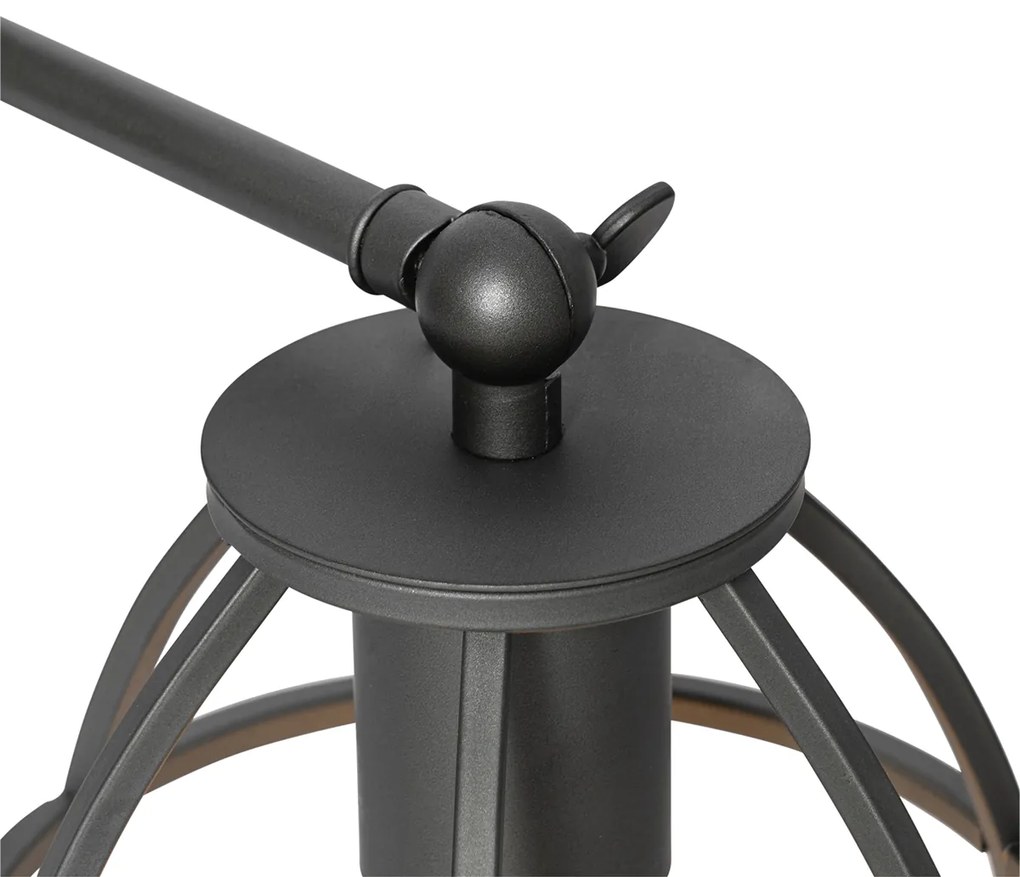 Candeeiro de mesa industrial cinzento escuro com madeira - Arthur Industrial