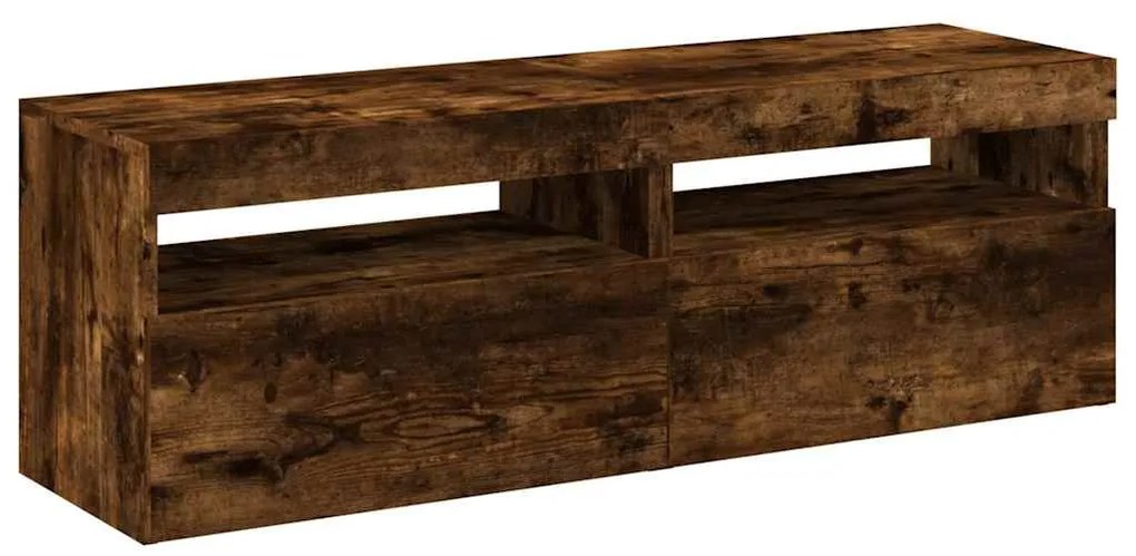Mesas cabeceira c/ LEDs 2 pcs 60x35x40 cm carvalho fumado