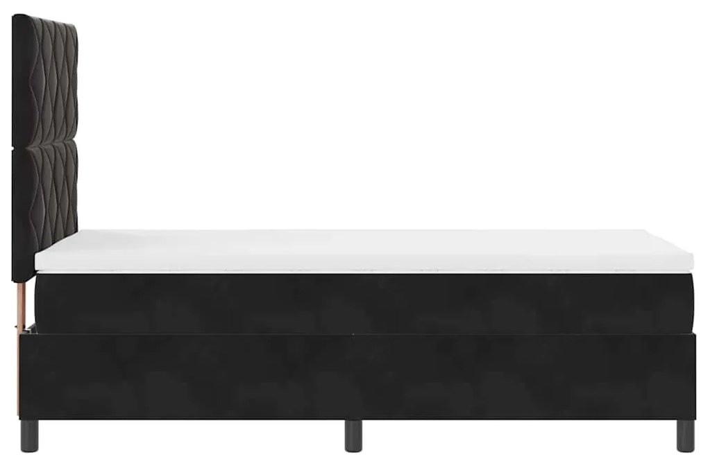 Cama Box com Colchão e LED preto 90x190 cm veludo