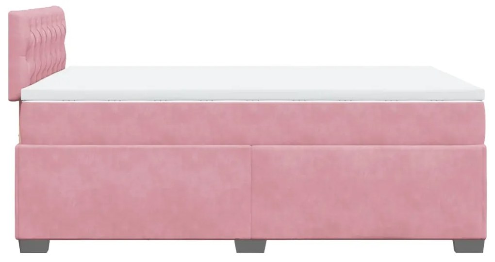 Cama boxspring com colchão 120x200 cm veludo rosa