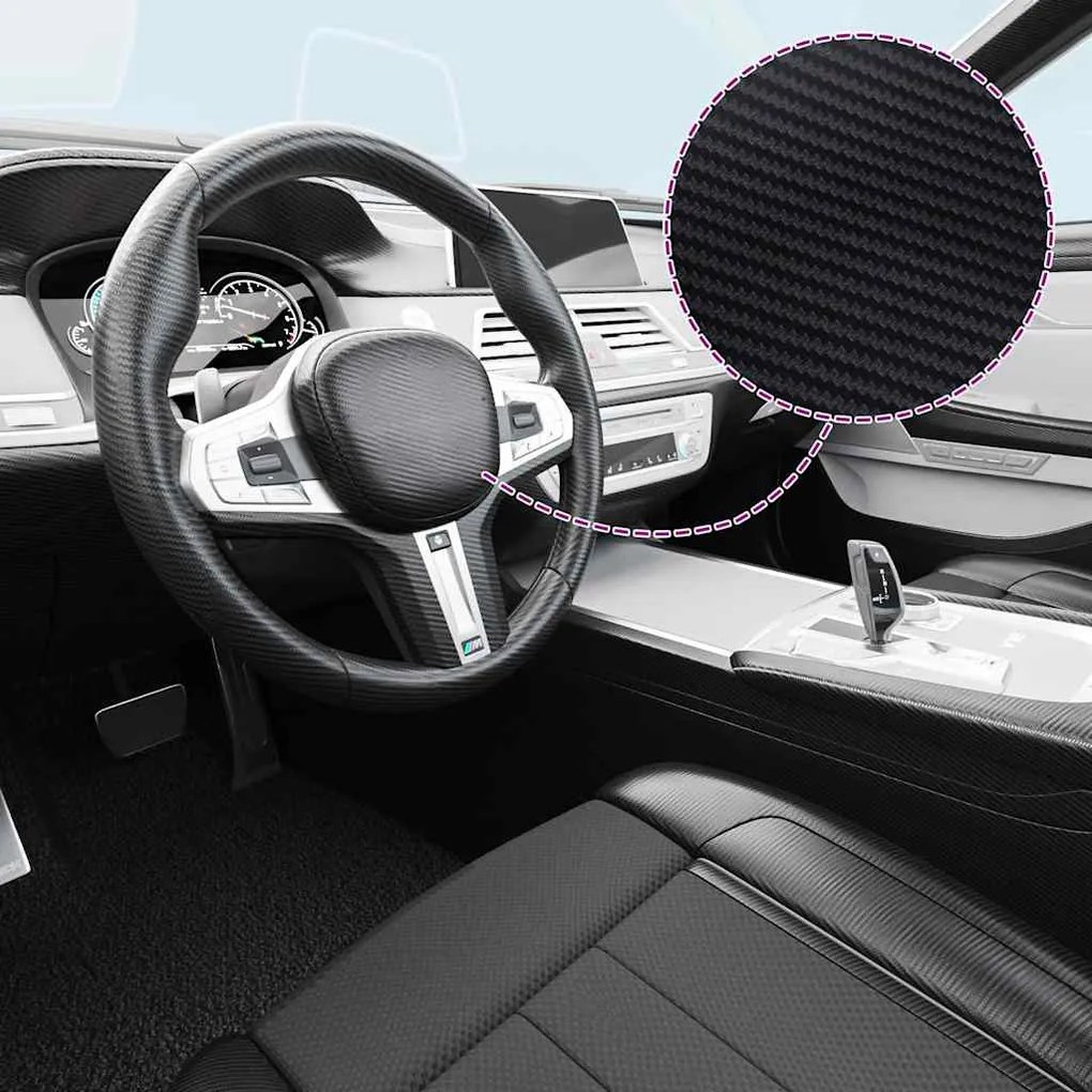 vidaXL Películas para carro 2 pcs 100x150 cm + 50x150 cm 3D preto