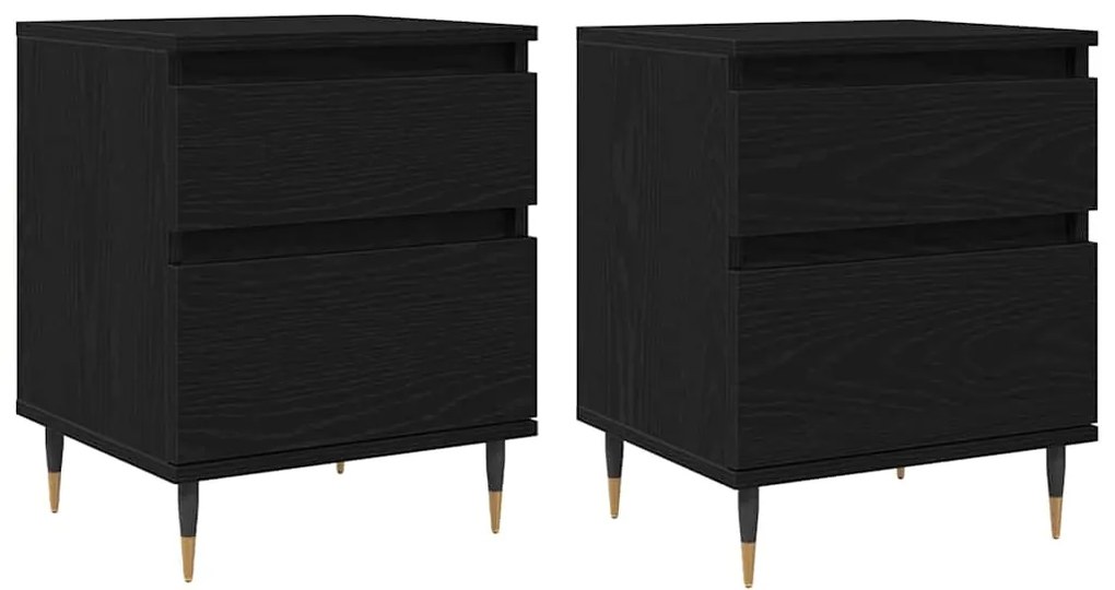 Criados-Mudos 2pcs Carvalho Preto 40x35x50 cm Madeira Engenheirada