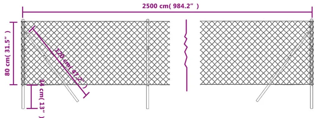 Cerca de arame 0,8x25 m antracite