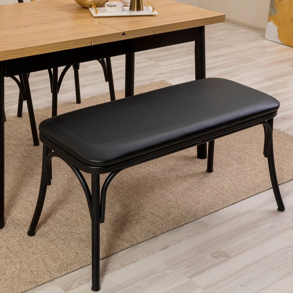 Conjunto Mesa de Jantar Extensível e Cadeiras Oliver – Preto – Mesa 12