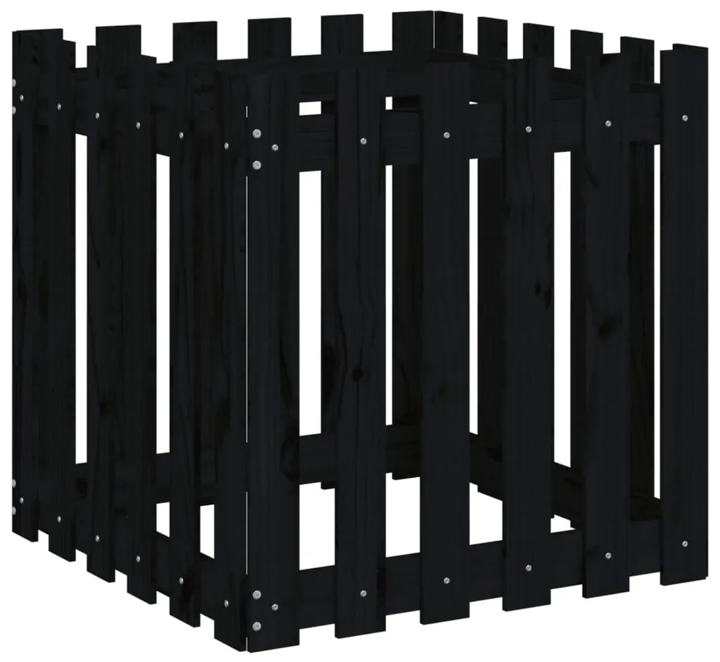 Vaso de jardim c/ design cerca 60x60x60 cm pinho maciço preto