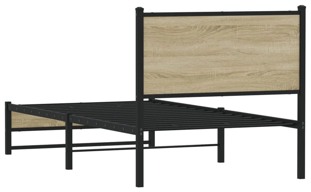 Estrutura de cama sem colchão 90x190 cm metal carvalho sonoma