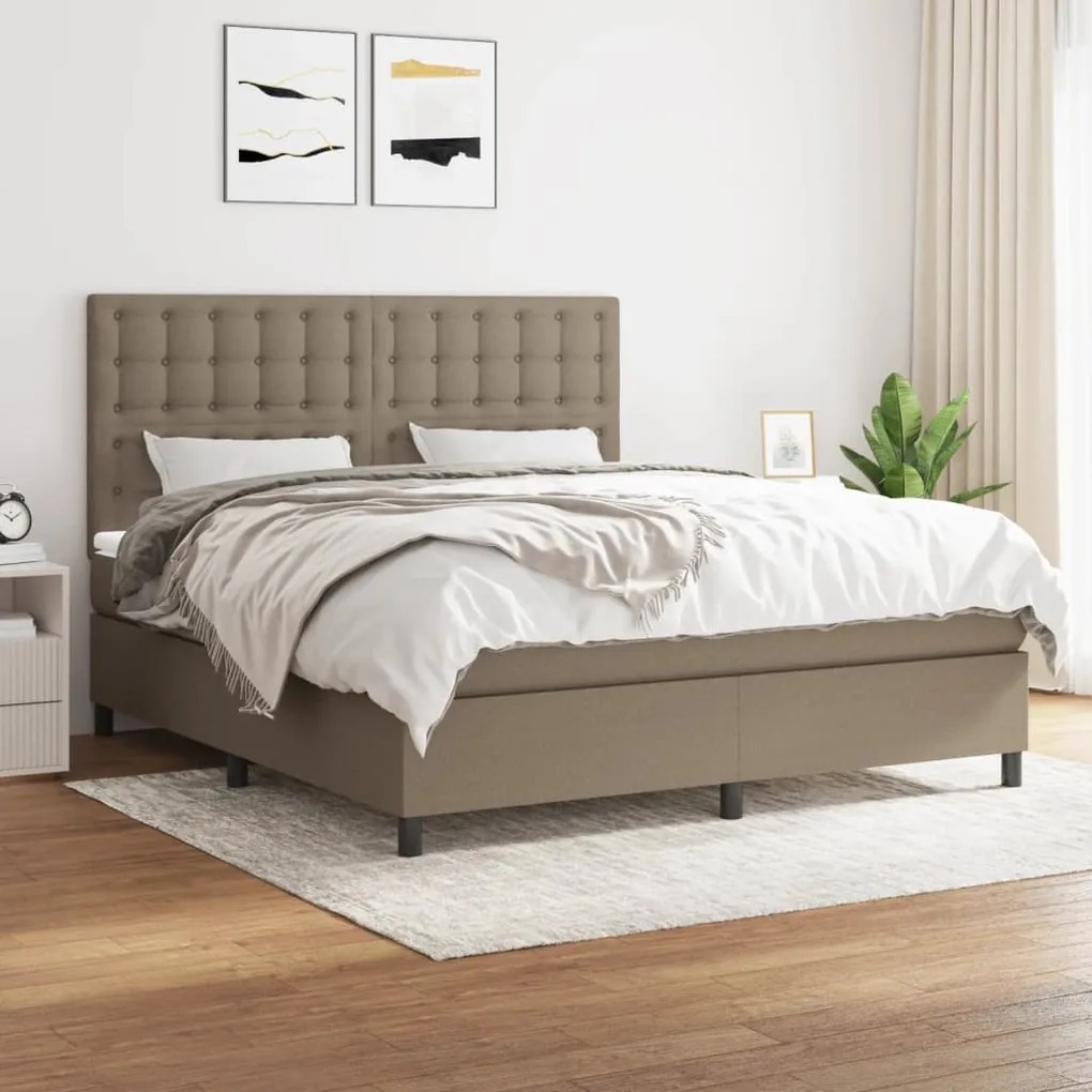 vidaXL Cama com molas/colchão 180x200 cm tecido castanho-acinzentado
