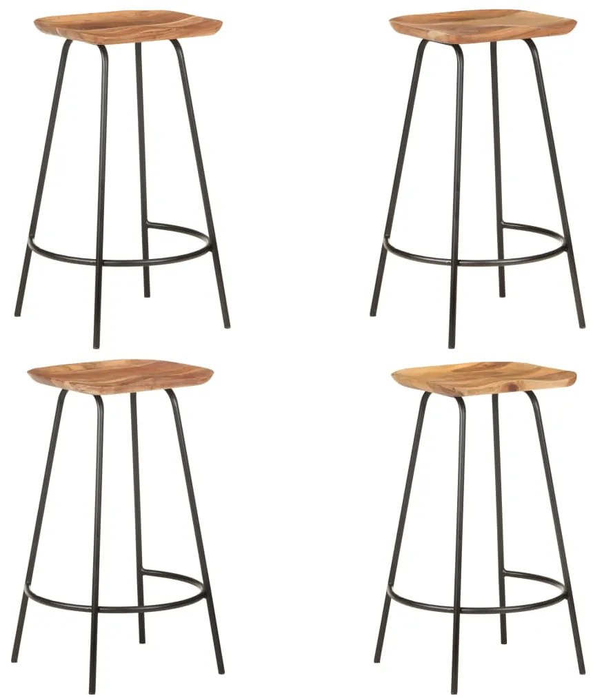 vidaXL Bancos de bar 4 pcs madeira de acácia maciça