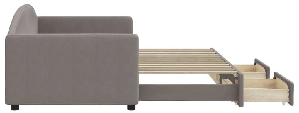 Sofá-cama c/ gavetão/gavetas 90x200 cm tecido cinza-acastanhado