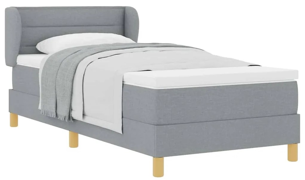 Cama Box Spring com Colchão Cinza Claro 90x200 cm Tecido