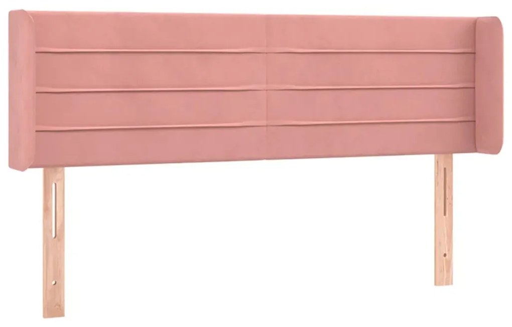 Cabeceira de cama c/ luzes LED veludo 147x16x78/88 cm rosa
