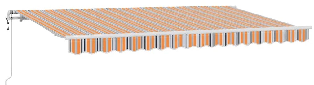 Toldo Retrátil Multicolorido e Laranja e Cinza e Azul e Branco