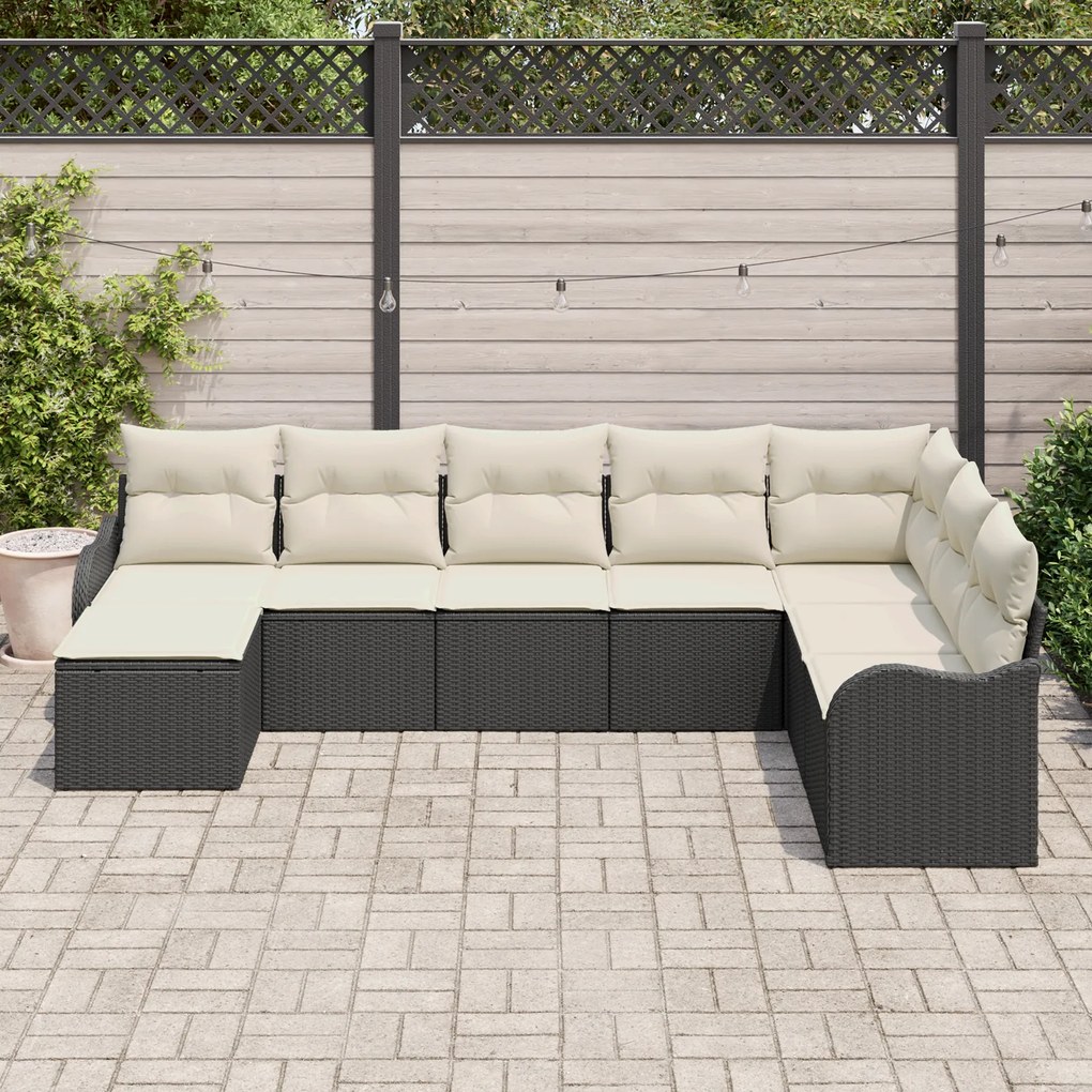Conjunto de Sofá para Jardim 8 Peças com Almofadas Rattan Sintético Pr