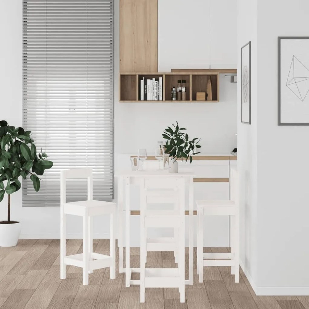 vidaXL 5 pcs conjunto de bar pinho maciço branco