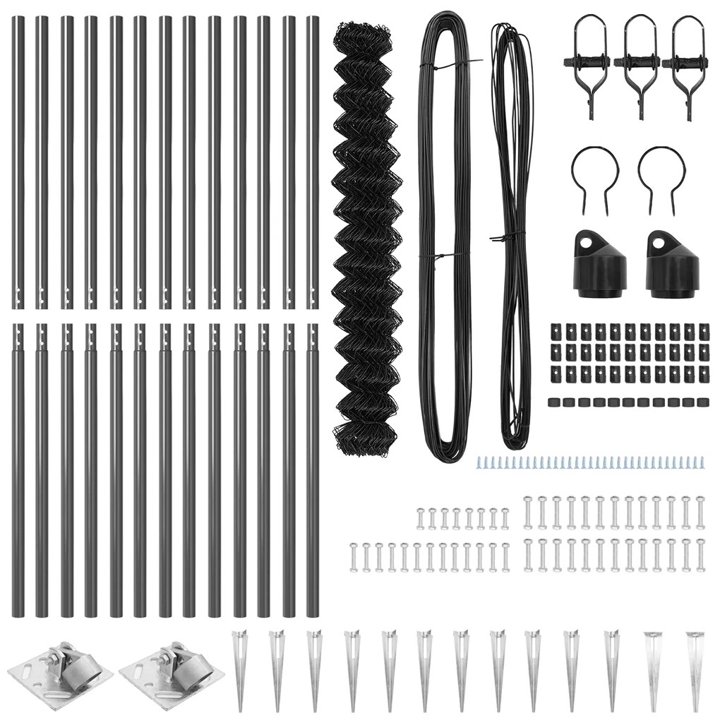 Cerca de Cadeia Conjunto de 2 Cinza Metal 25 x 1,5 m Resistente
