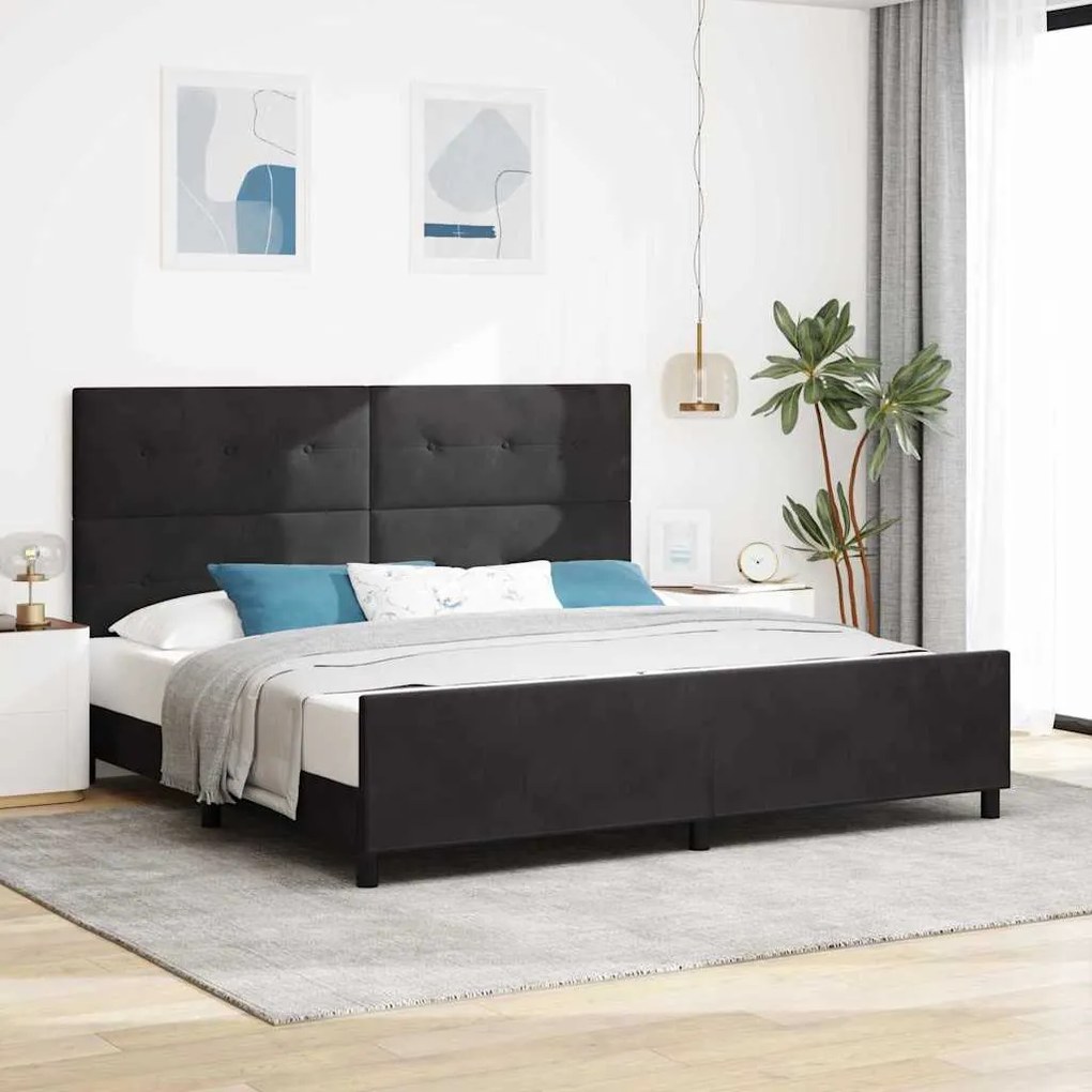 vidaXL Cama Box com cabeceira Preto 200 x 200 cm Veludo
