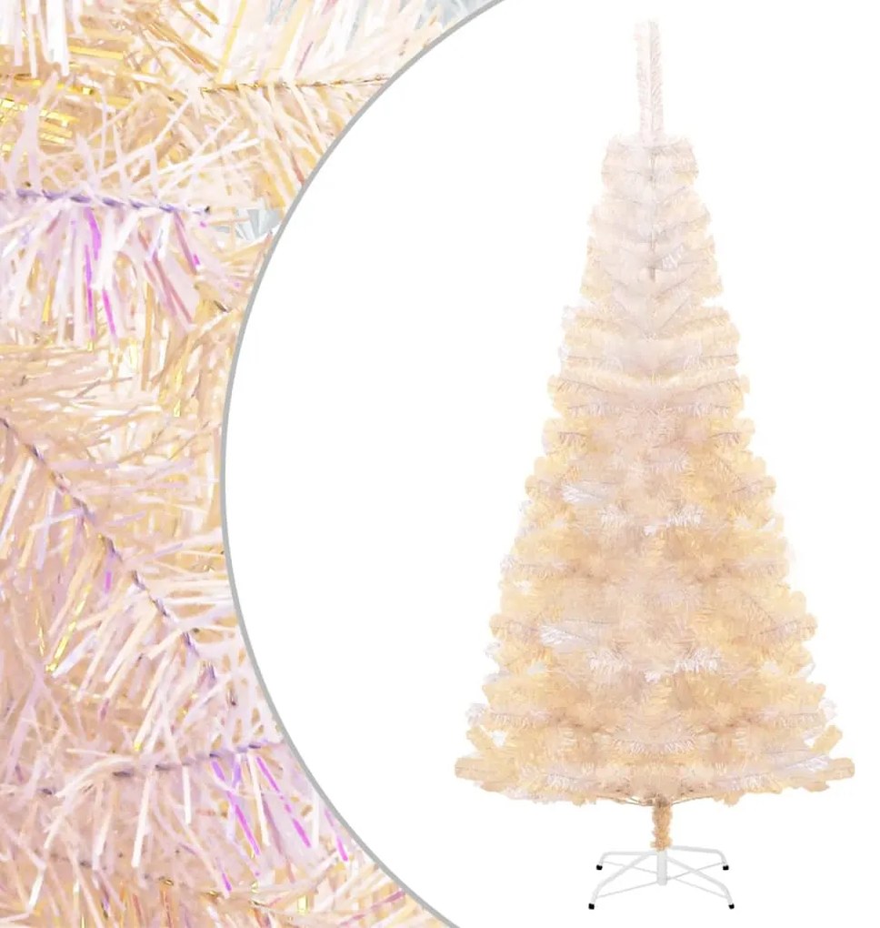344636 vidaXL Árvore Natal artificial + pontas iridescentes 210 cm PVC branco