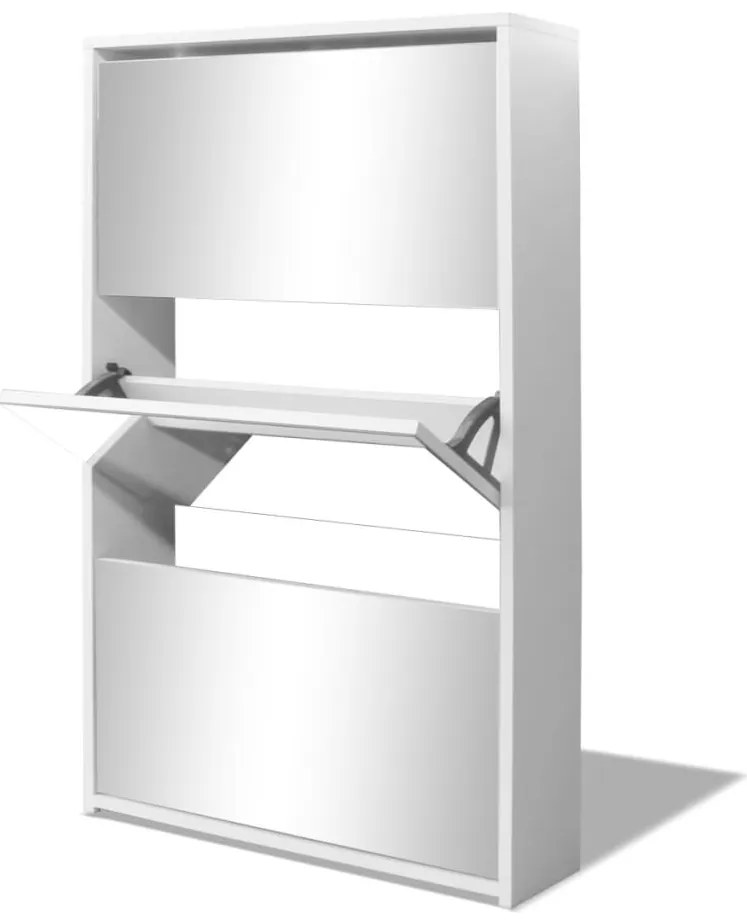Sapateira 3 divisórias com espelho 63x17x102,5 cm branco
