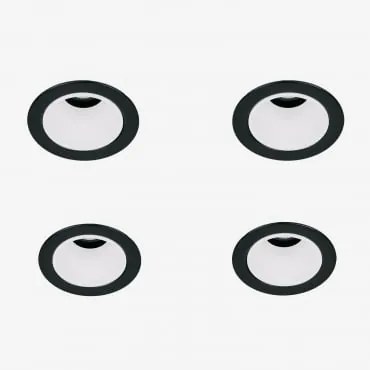 Pack De 4 Downlights Led Embutidos Com Molduras Redondas Ø5 Cm Para Exterior Em Alumínio Luisiana Preto - Branco & Branco Cálido 2700k & 3 W & - Sklum