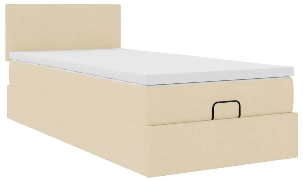 Cama otomana com colchão 100x200 cm tecido creme