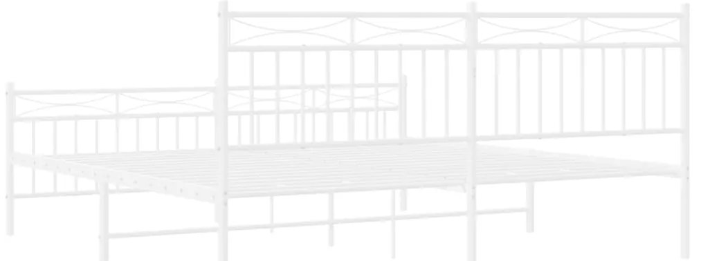 Estrutura de cama com cabeceira e pés 180x200 cm metal branco