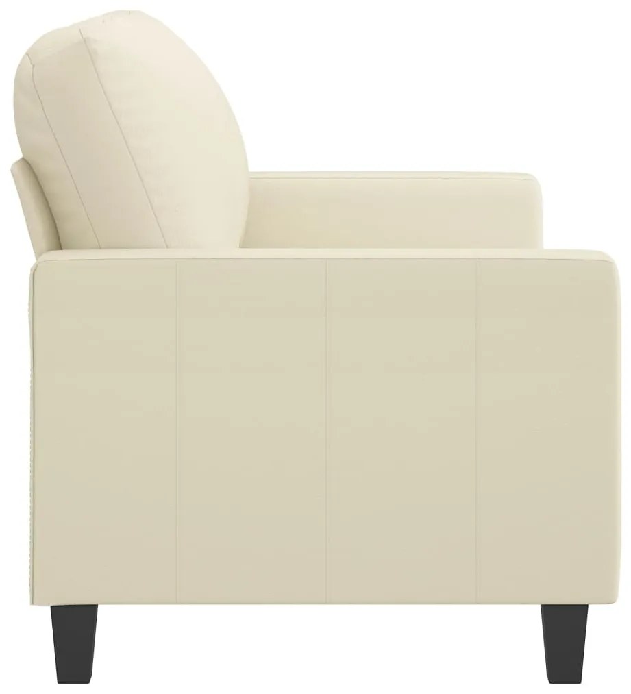 Sofá de 2 lugares 120 cm couro artificial cor creme
