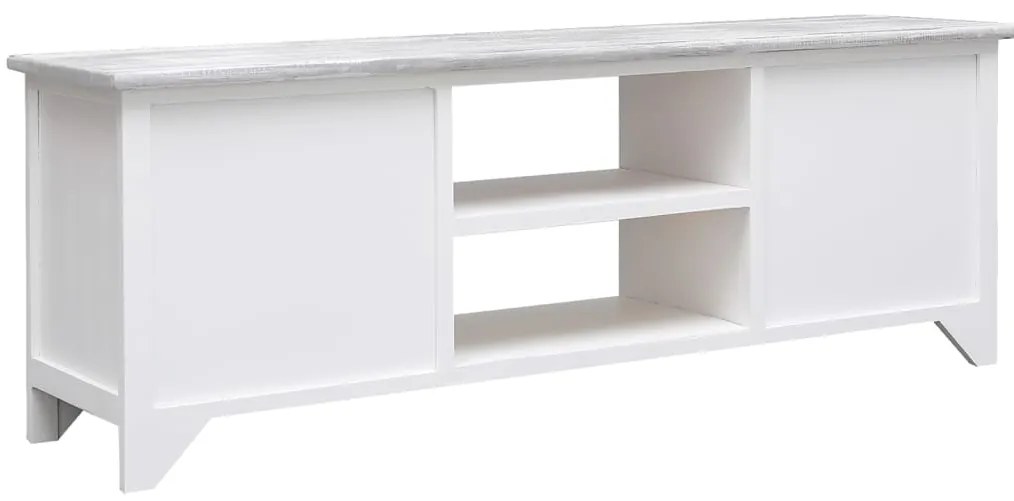 Móvel de TV 108x30x40 cm madeira paulownia branco e cinzento