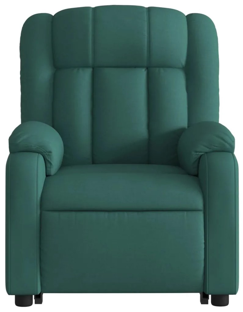 Poltrona reclinável elevatória de massagens tecido verde-escuro