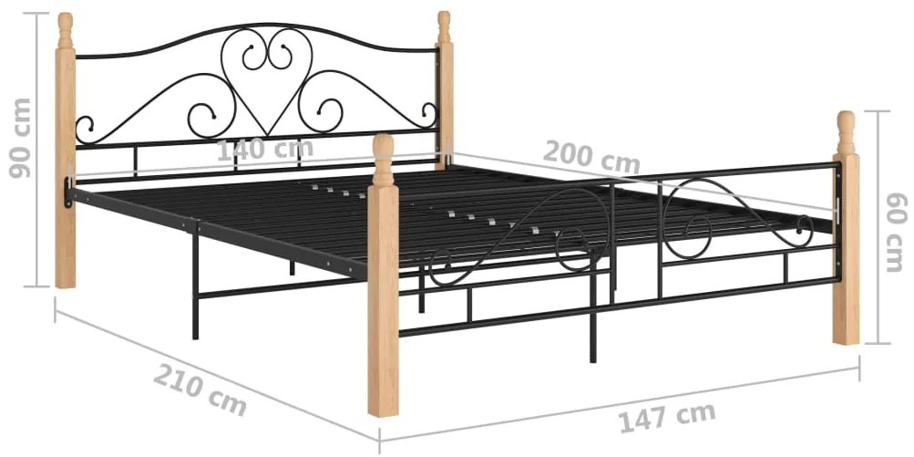 Estrutura cama c/ cabeceira sem colchão 140x200 cm metal preto