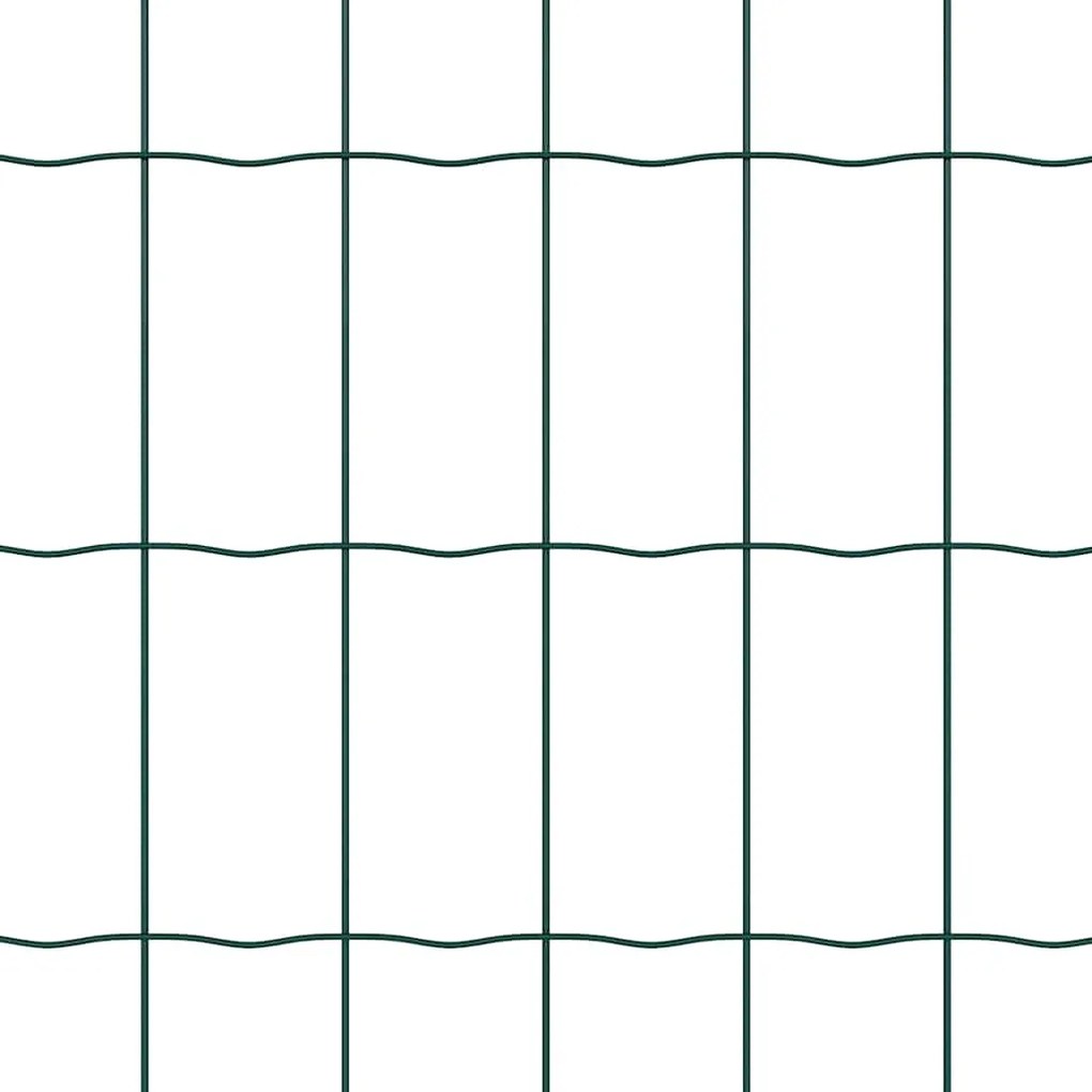 Cerca Euro com 7 Postes 1,5x10 m em Aço Galvanizado Verde