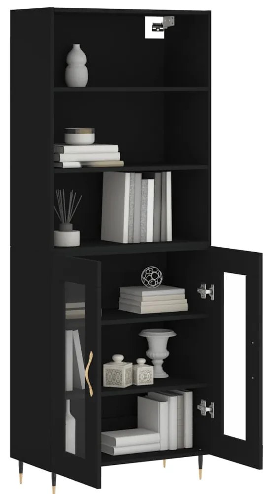 Armário alto 69,5x34x180 cm derivados de madeira preto