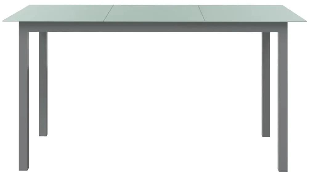 Mesa de jardim em alumínio e vidro 150x90x74 cm cinzento-claro