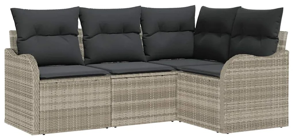 Conjunto de sofá para jardim com 4 peças e almofadas cinza claro em ra