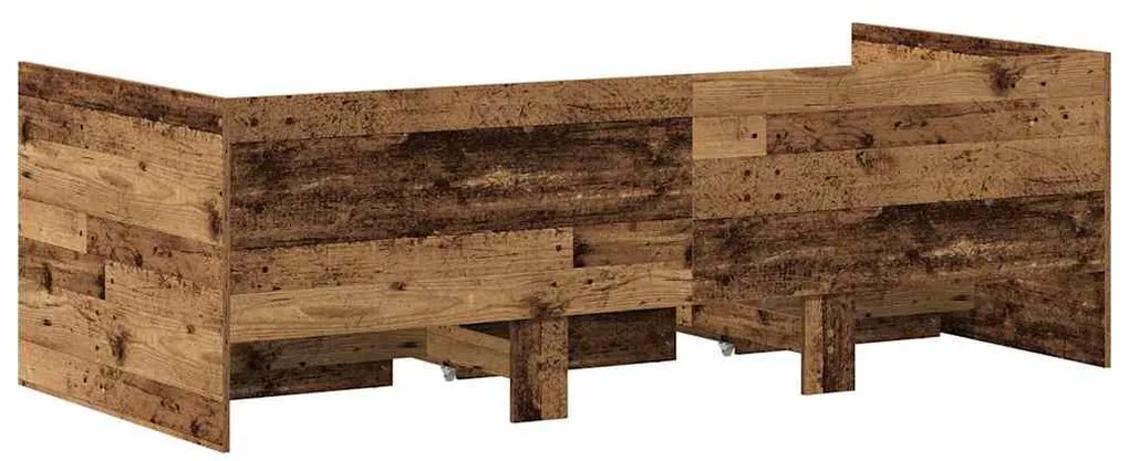 Cama Twin Rústica da Madeira Velha Madeira Engenheirada 90 x 200 cm