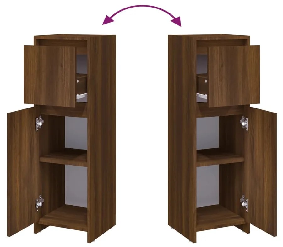 Armário WC 30x30x95 cm derivados de madeira carvalho castanho