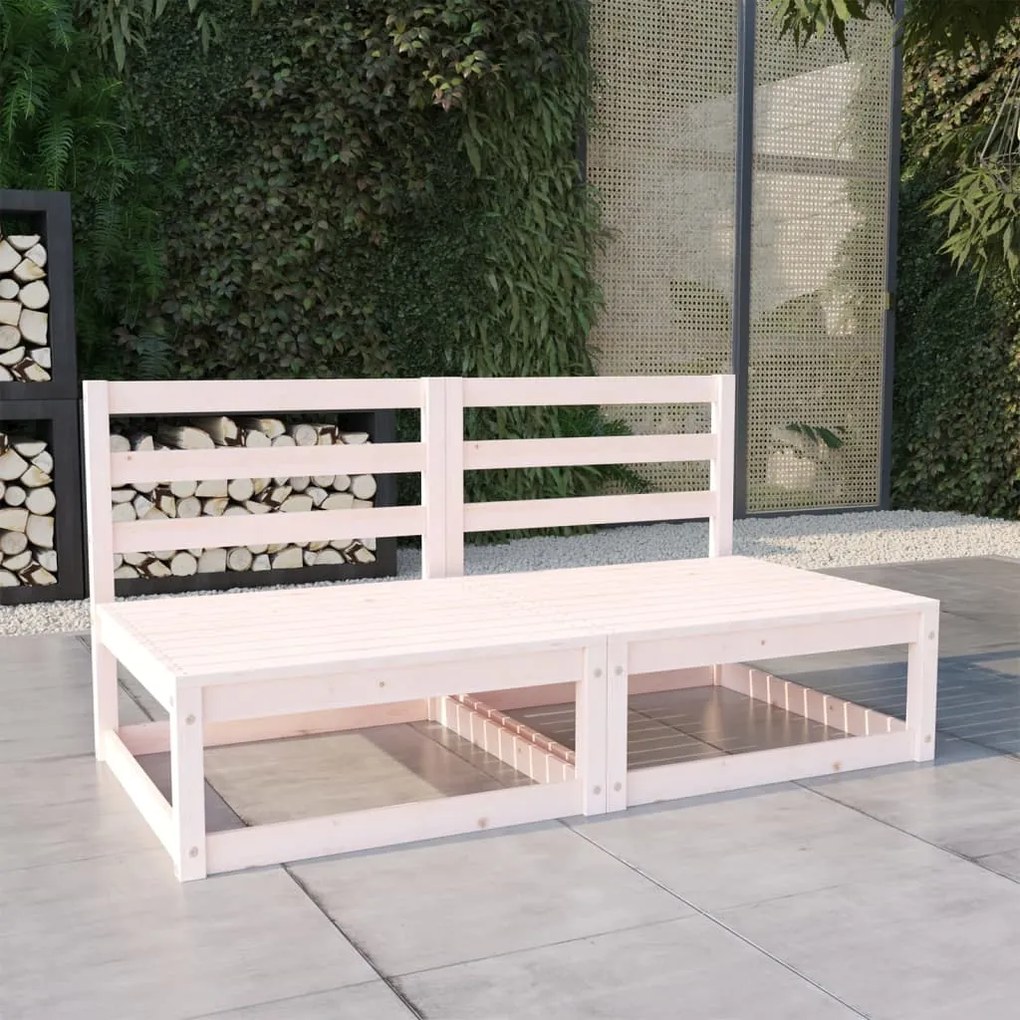 vidaXL Sofá de 2 lugares para jardim pinho maciço branco