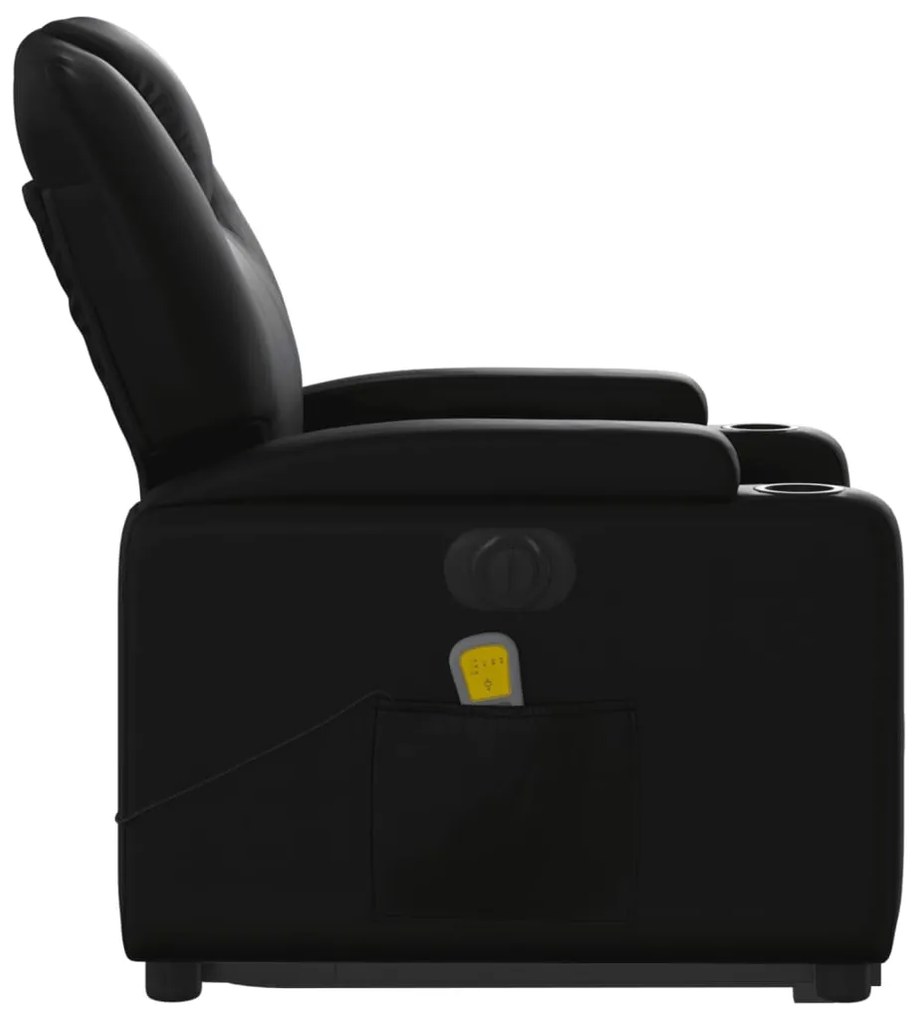 Poltrona reclinável elevatória elétrica couro artificial preto