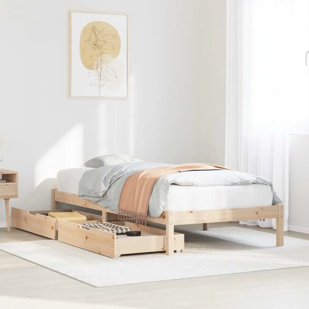 Cama sem colchão 75x190 cm madeira de pinho maciça