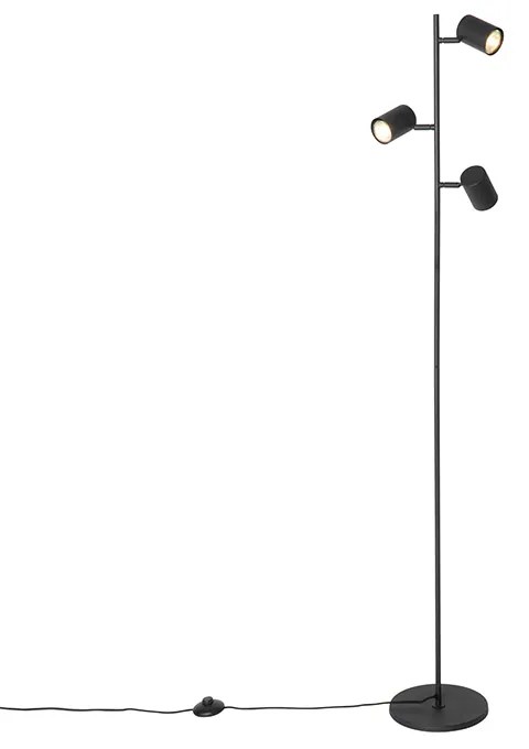 Candeeiro de pé moderno preto 3 luzes - Jeana Moderno