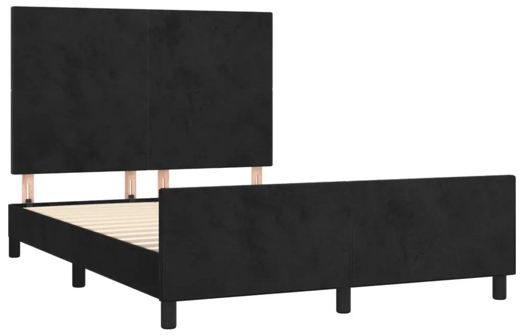 Estrutura de cama sem colchão 140x190 cm veludo preto