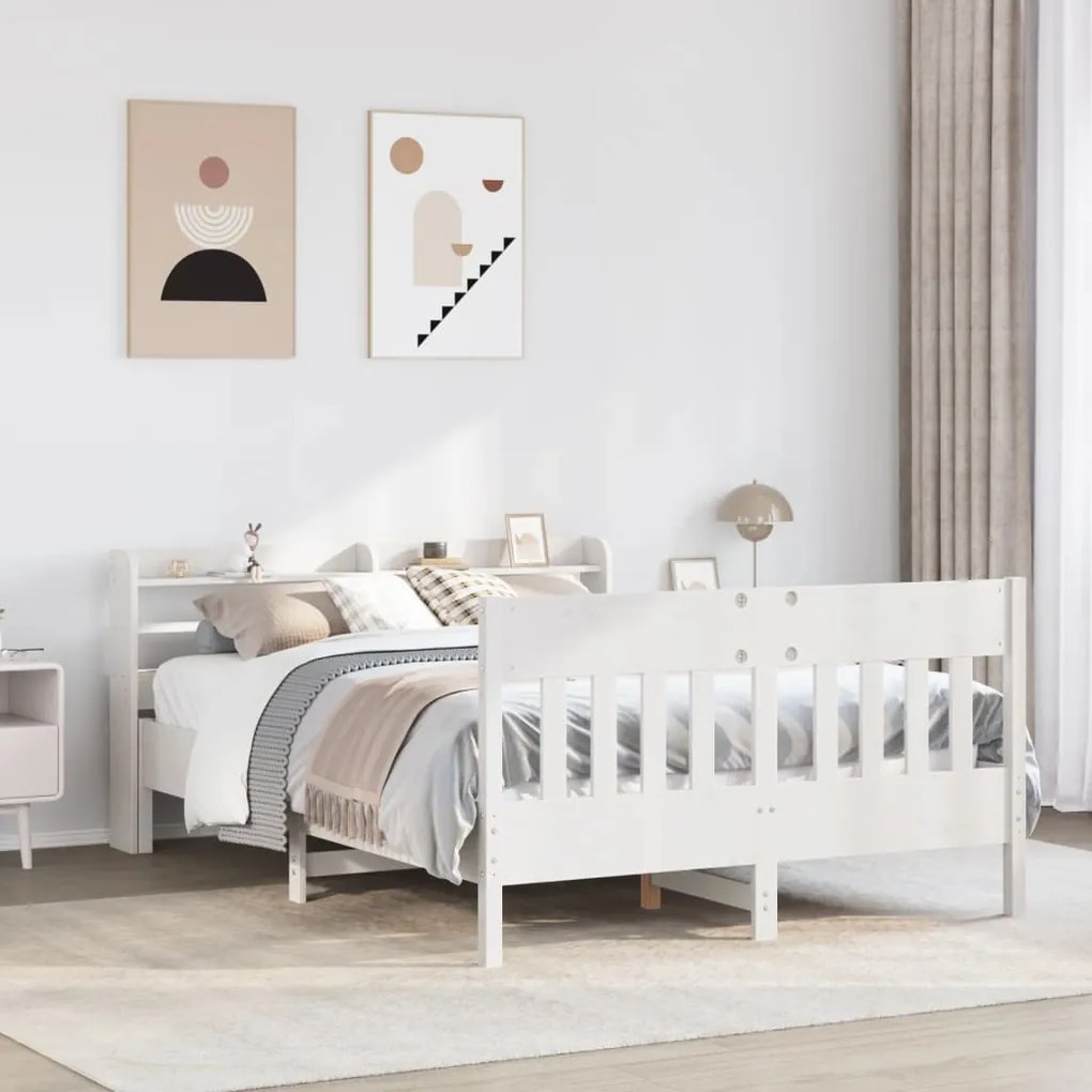 vidaXL Cama sem colchão 120x200 cm madeira de pinho maciça branco