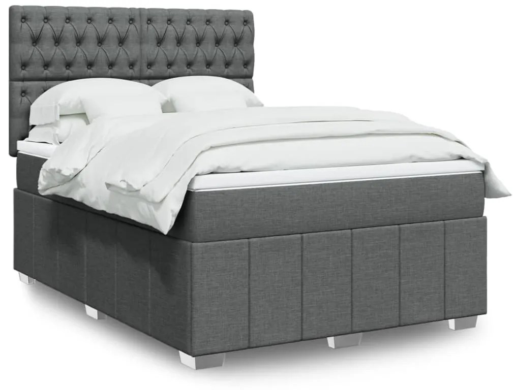 Cama com molas/colchão 160x200 cm tecido cinzento-escuro